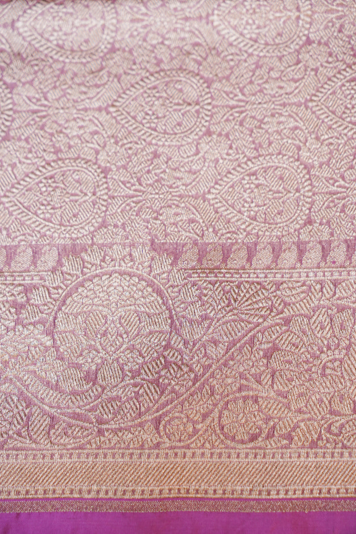 Handwoven Lavender Pure Tissue Katan Silk Meenakari Jaal Saree