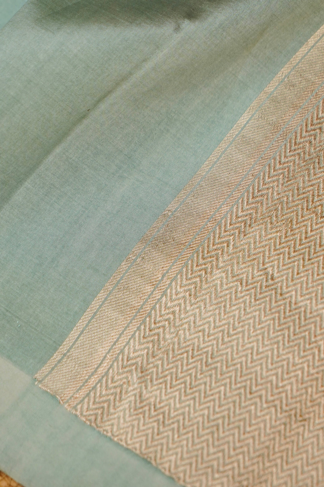 Sage Green Handwoven Banarasi Pure Katan Silk Elephant Motif Saree View 5