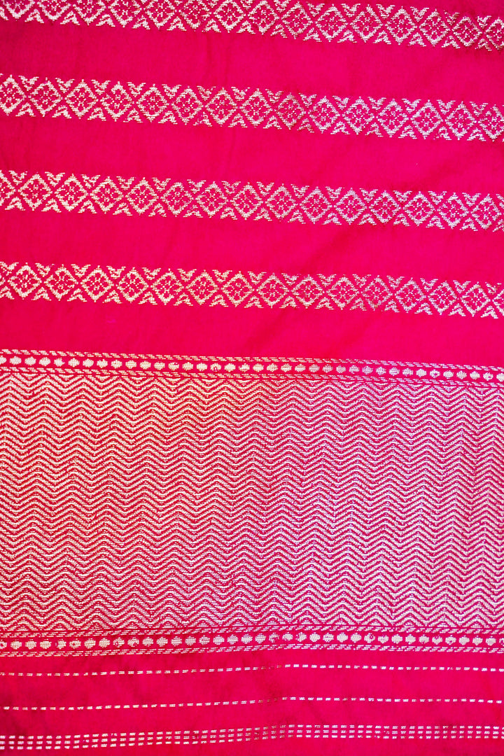 Divine Charm in Pink Banarasi Mashru Silk Saree with Golden Zari Nandi Motif
