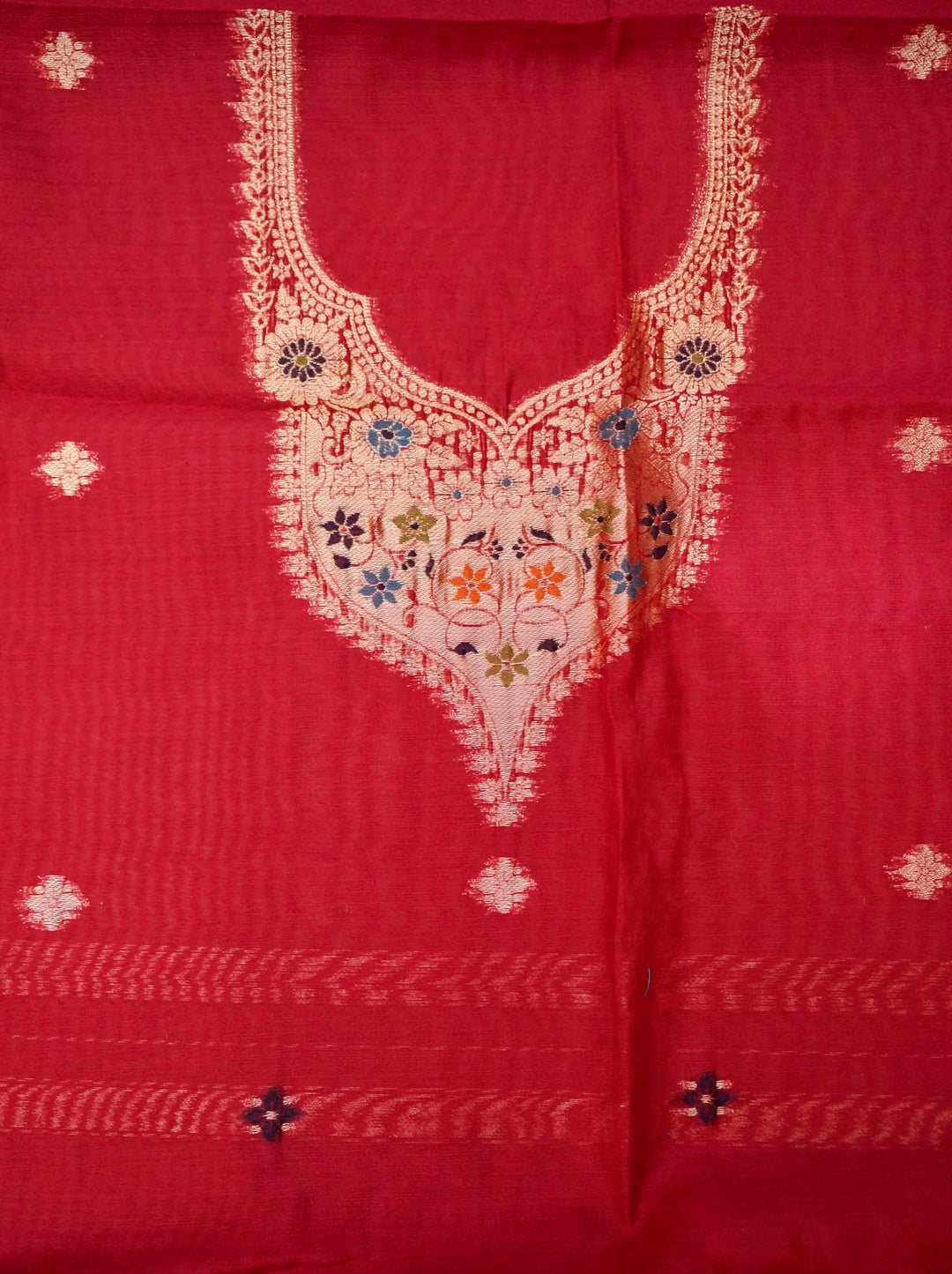 Regal Maroon Meenakari Birds Motif Cotton Silk Suit Set