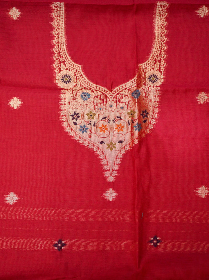 Regal Maroon Meenakari Birds Motif Cotton Silk Suit Set