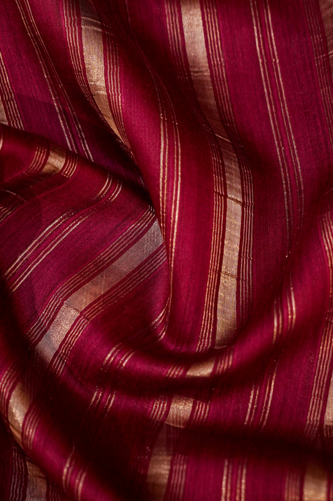 Pure Banarasi Silk Saree with Stripes & Shibori Weaving in Wine