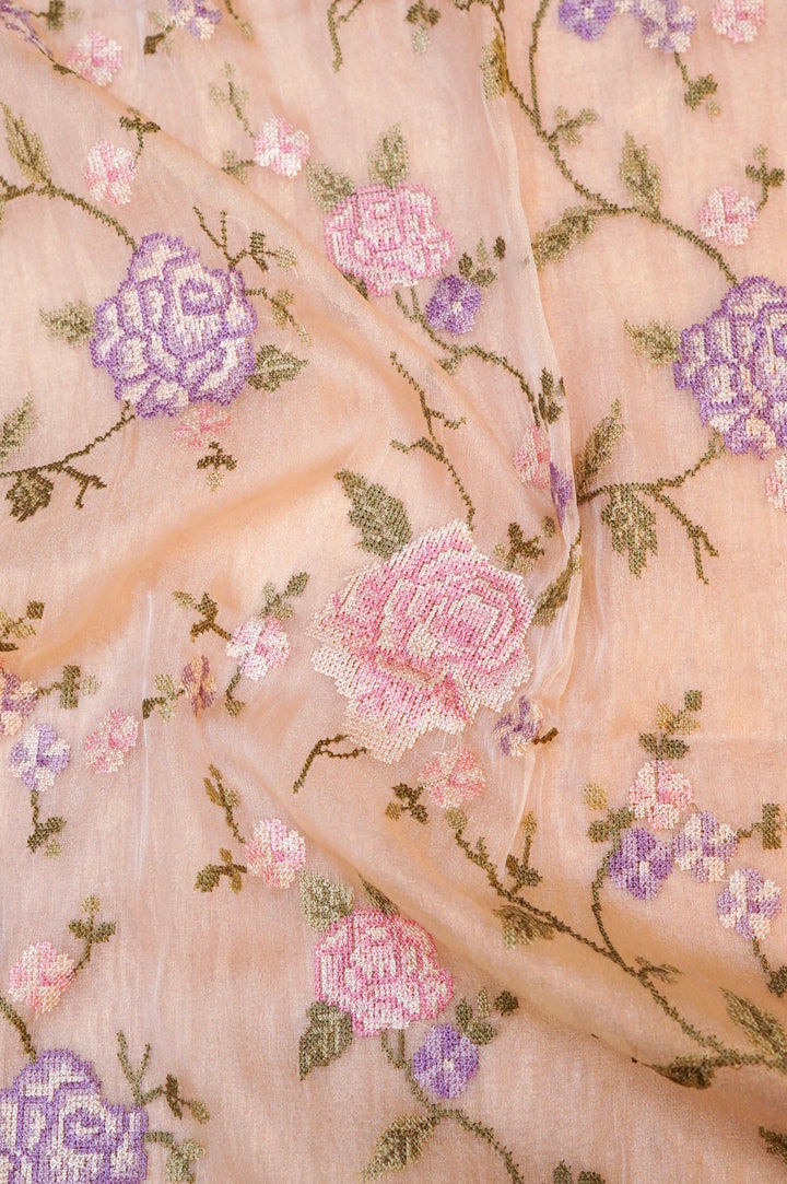 Pastel Yellow Banarasi Crush Tissue Silk Suit Set Embroidery Work
