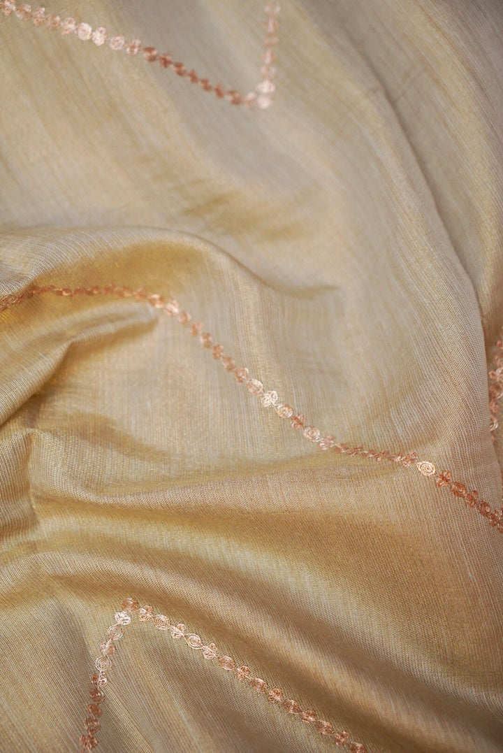Powder Blue Pure Chanderi Tissue Silk Suit with Zardozi Hand Embroidery and Pitta Zari Dupatta