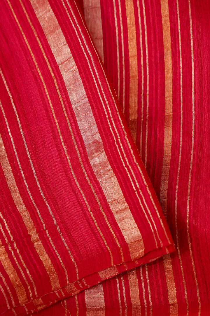 Pink Pure Banarasi Katan Silk Saree with Stripes & Shibori Weaving
