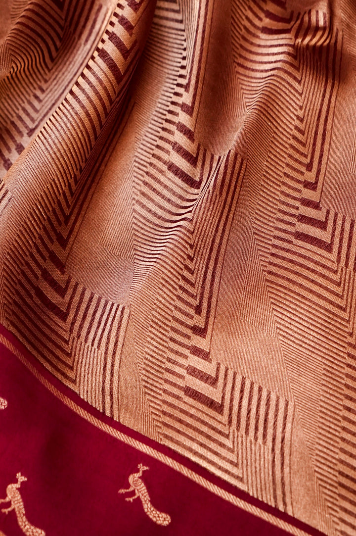 Blushing Grace – Magenta Pink Pure Handloom Organza Silk Saree with Birds Motif Border