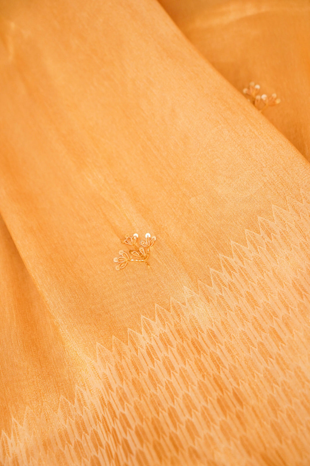 Golden Pure Katan Tissue Saree with Meenakari Zardozi Embroidery – A Royal Ensemble