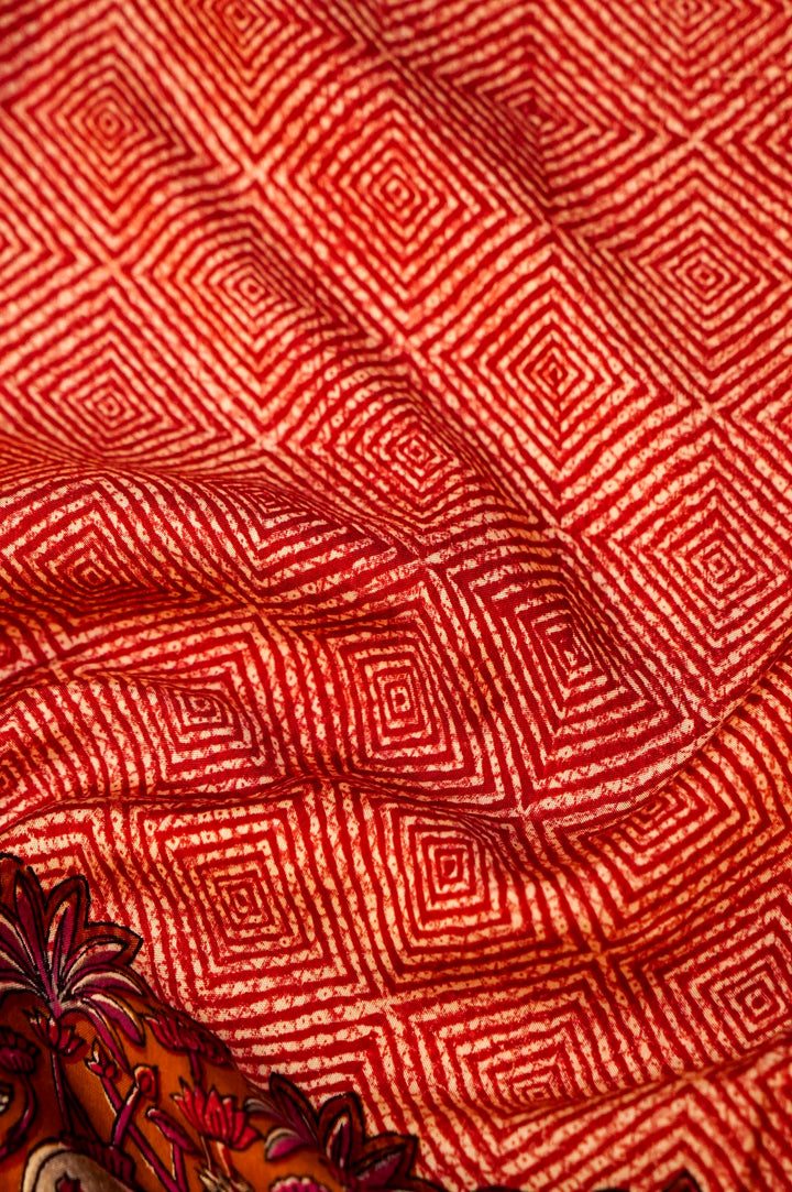 Heritage Elegance – Crepe Silk Printed Saree with Zari Weaving Border Inspired by Pichwai Art