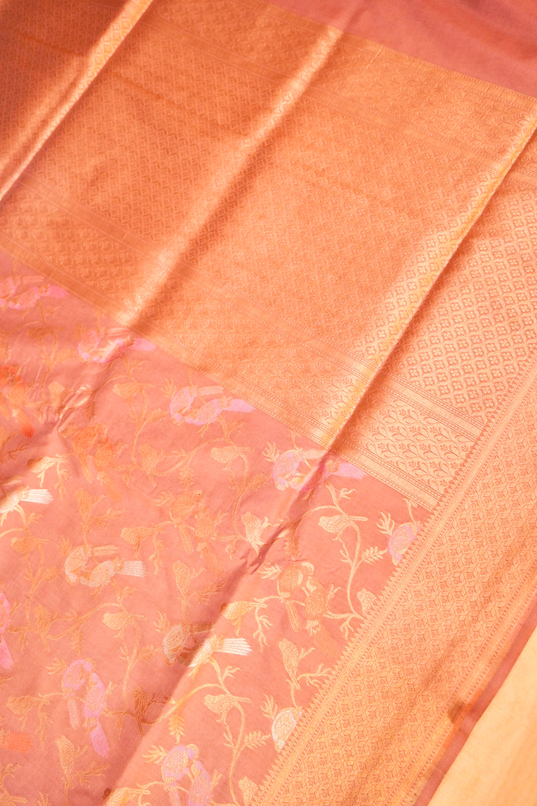 Handwoven Banarasi Mauve Pure Katan Satan Silk Meenakari Saree