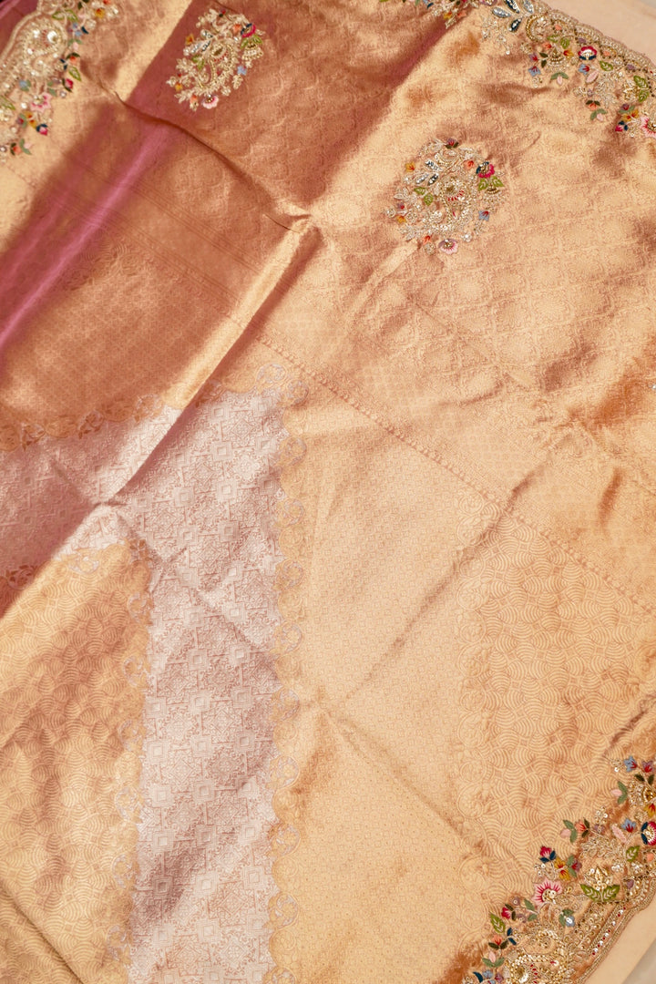 Pastel Pink Bridal Meenakari Glow Designer Tissue Silk Saree View 2