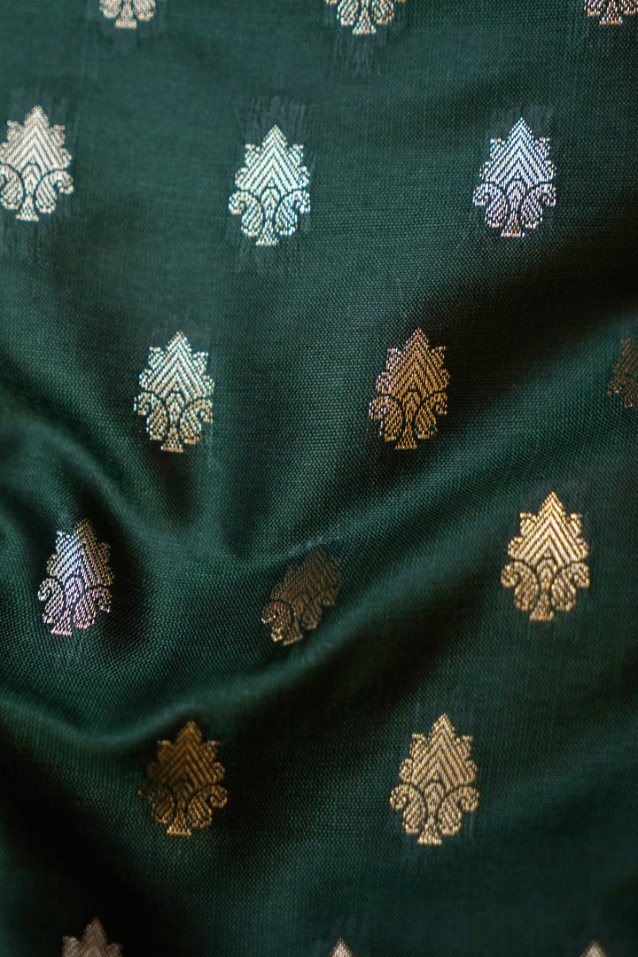 Mehndi Green Banarasi Modal Silk Ghat Unstitched Suit Set View 6