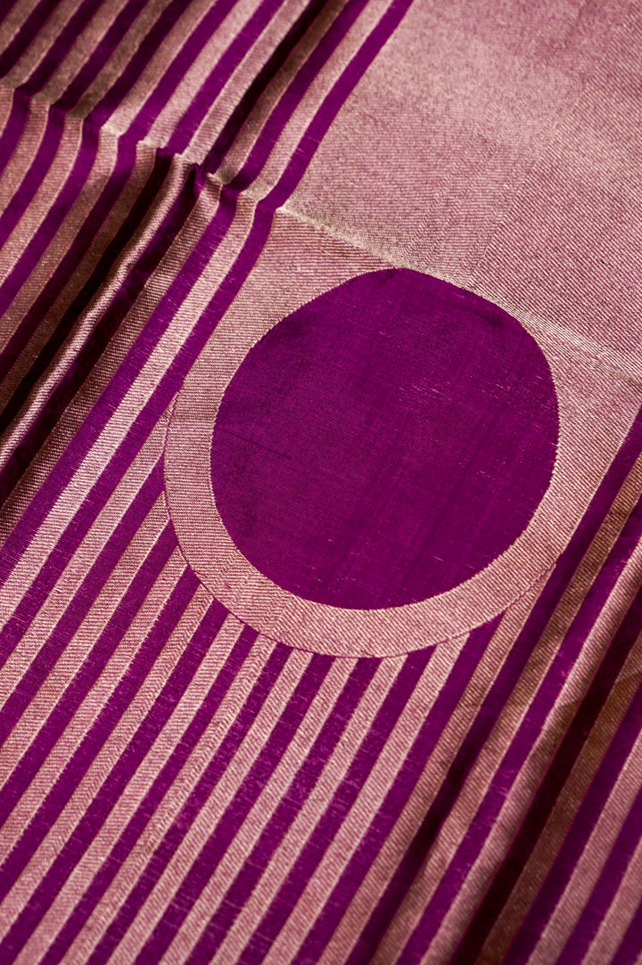 Elegant Purple Katan Silk Cord Set with Zari Woven Strip Neck Design View 2
