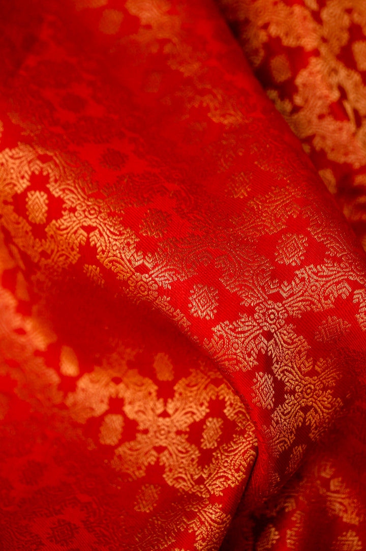 Ruby Red Kanjivaram Silk Saree with Heirloom Zari Brocade Weave View 5