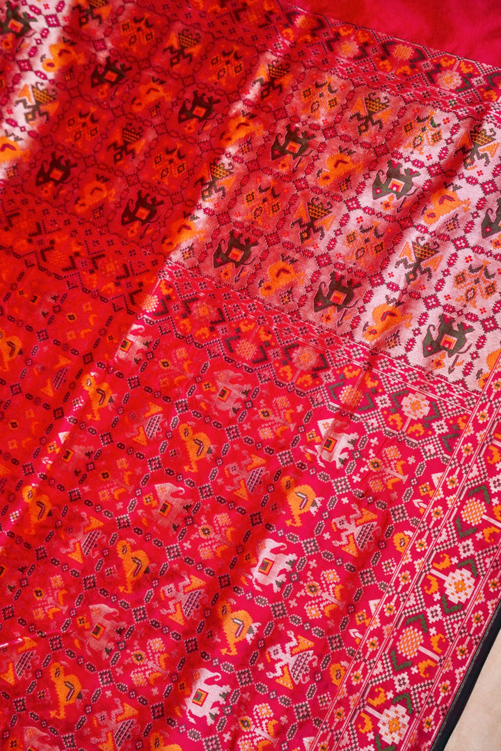 Regal Pink Handwoven Banarasi Katan Silk Patola Saree Bridal Elegance in Pure Tradition