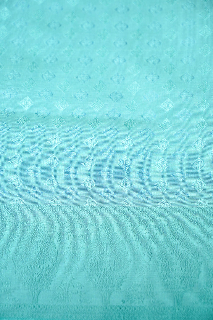Aqua Green Handwoven Banarasi Pure Tanchoi Resham Weaving Silk Saree