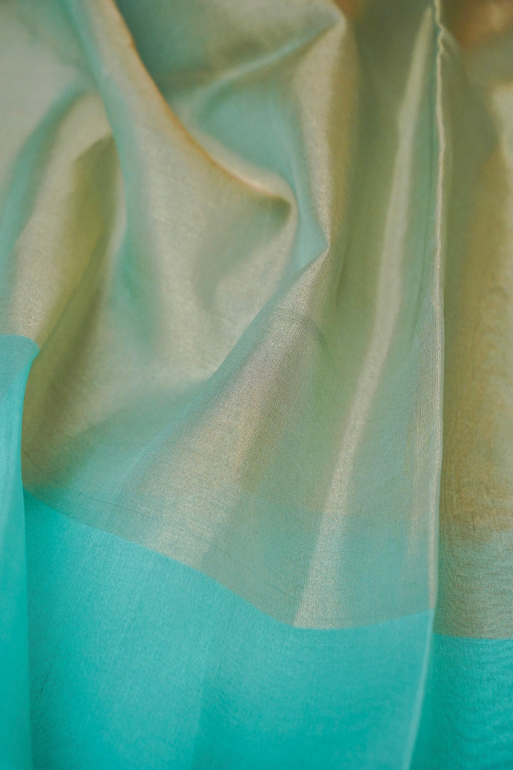Aqua Serenity Pure Handloom Tissue Silk Saree View 4