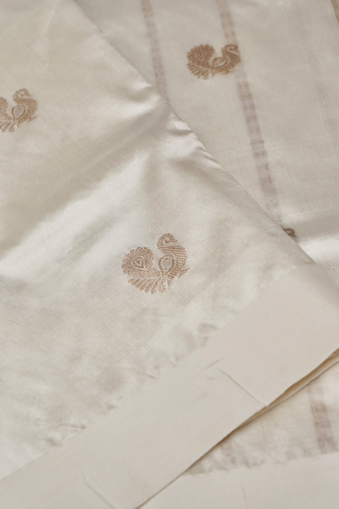 Handwoven Banarasi Pure Puna Silk Saree with Zari Woven Peacock Motifs