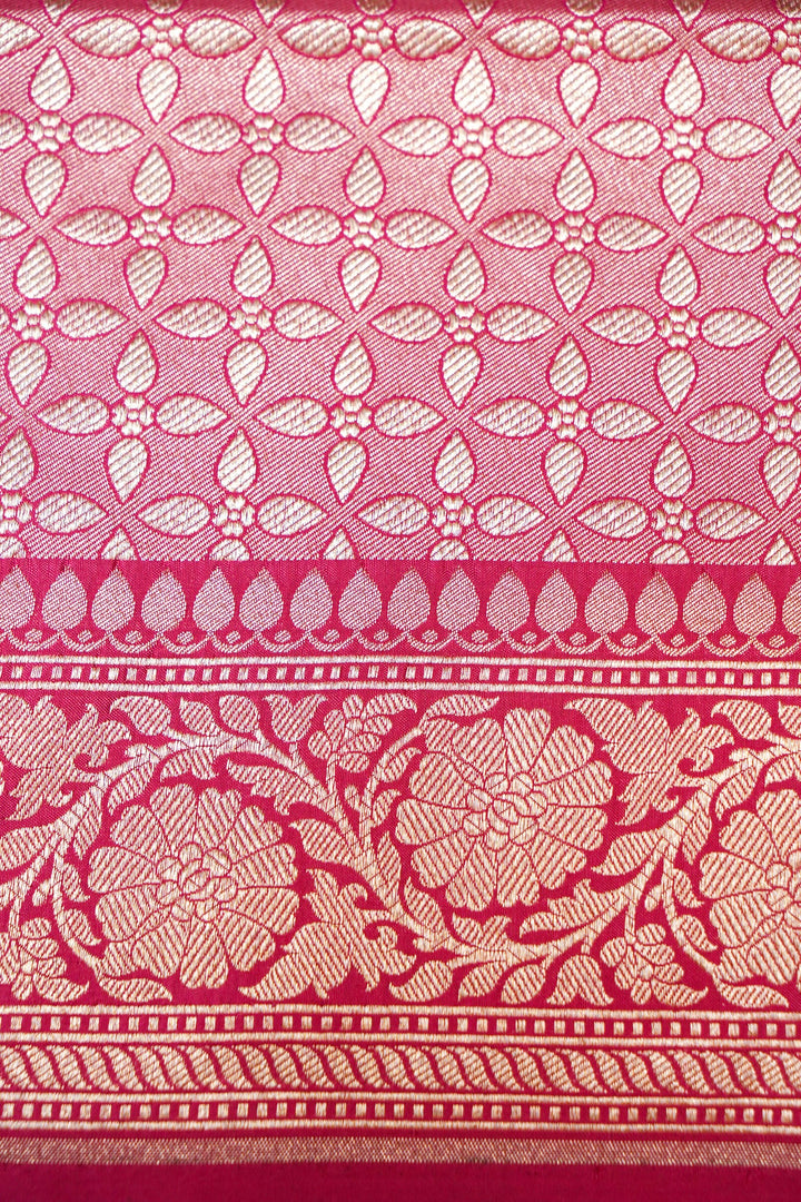 Pink Pure Banarasi Handloom Katan Jangla Meenakari Saree
