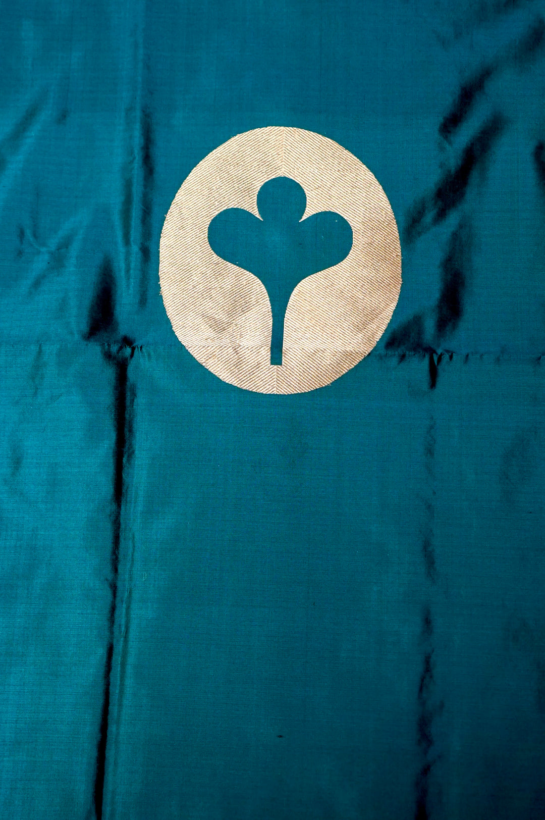 Pure Katan Silk Co-Ord Set Fabric – Lotus Bloom Buta Weave | Deep Teal Blue