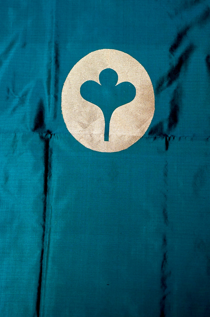 Pure Katan Silk Co-Ord Set Fabric – Lotus Bloom Buta Weave | Deep Teal Blue
