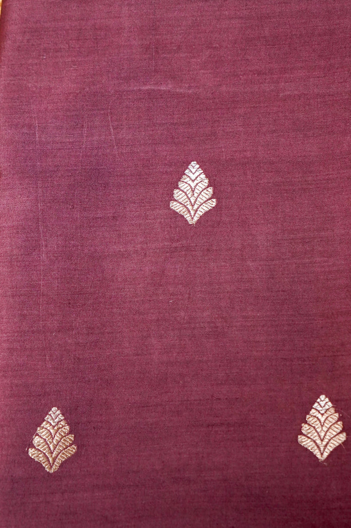 Mauve Modal Silk Co-Ord Set with Silver Zari Leaf Buti