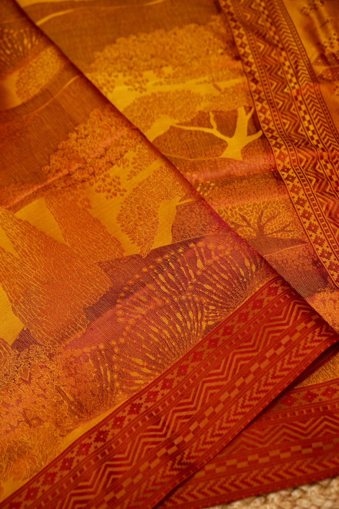 Mustard Yellow Handwoven Pure Banarasi Tanchoi Silk Saree