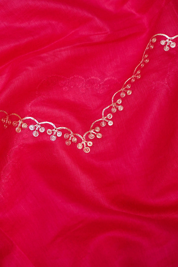 Pink Pure Mul Silk Suit with Zardozi Neckline and Pitta Zari Dupatta