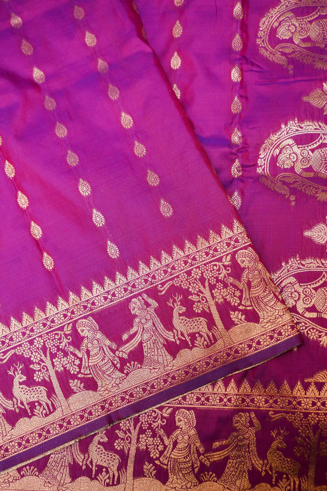 Royal Purple Soft Silk Baluchari Bridal Figure Motif Saree