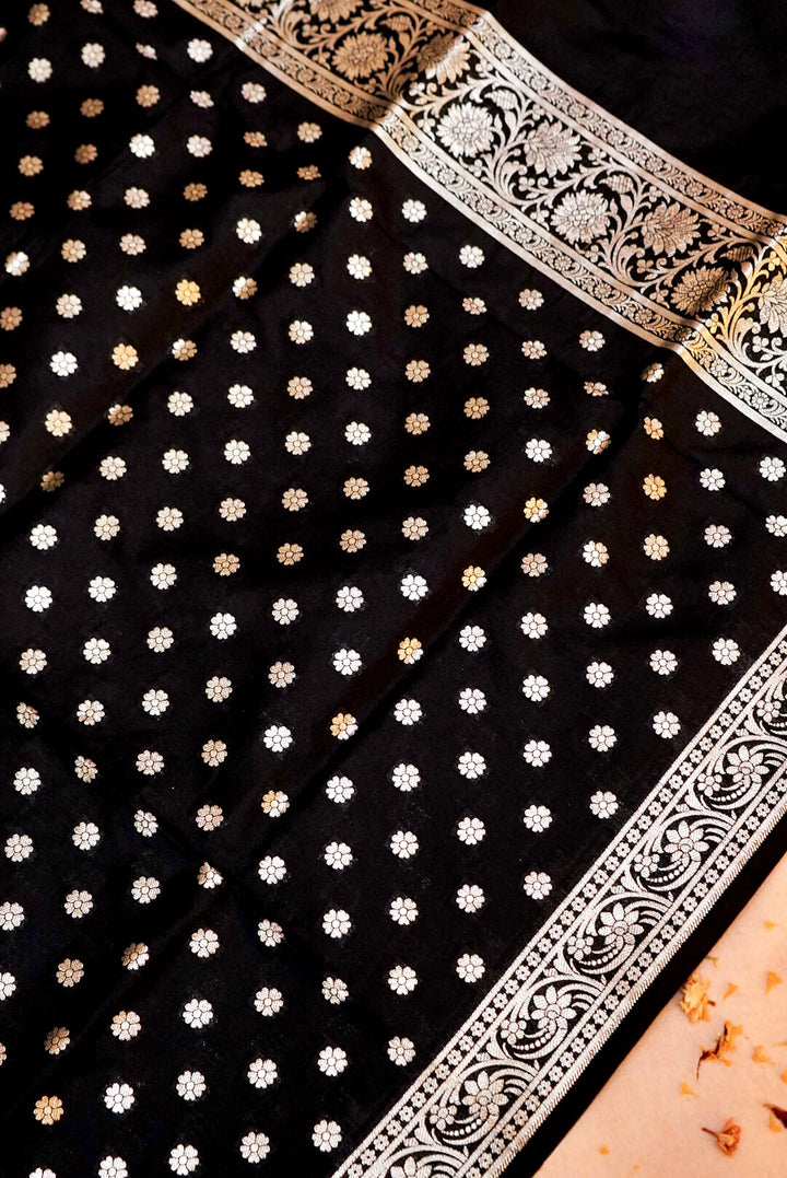 Black Banarasi Silk Jaal Suit with Banarasi Booti Dupatta