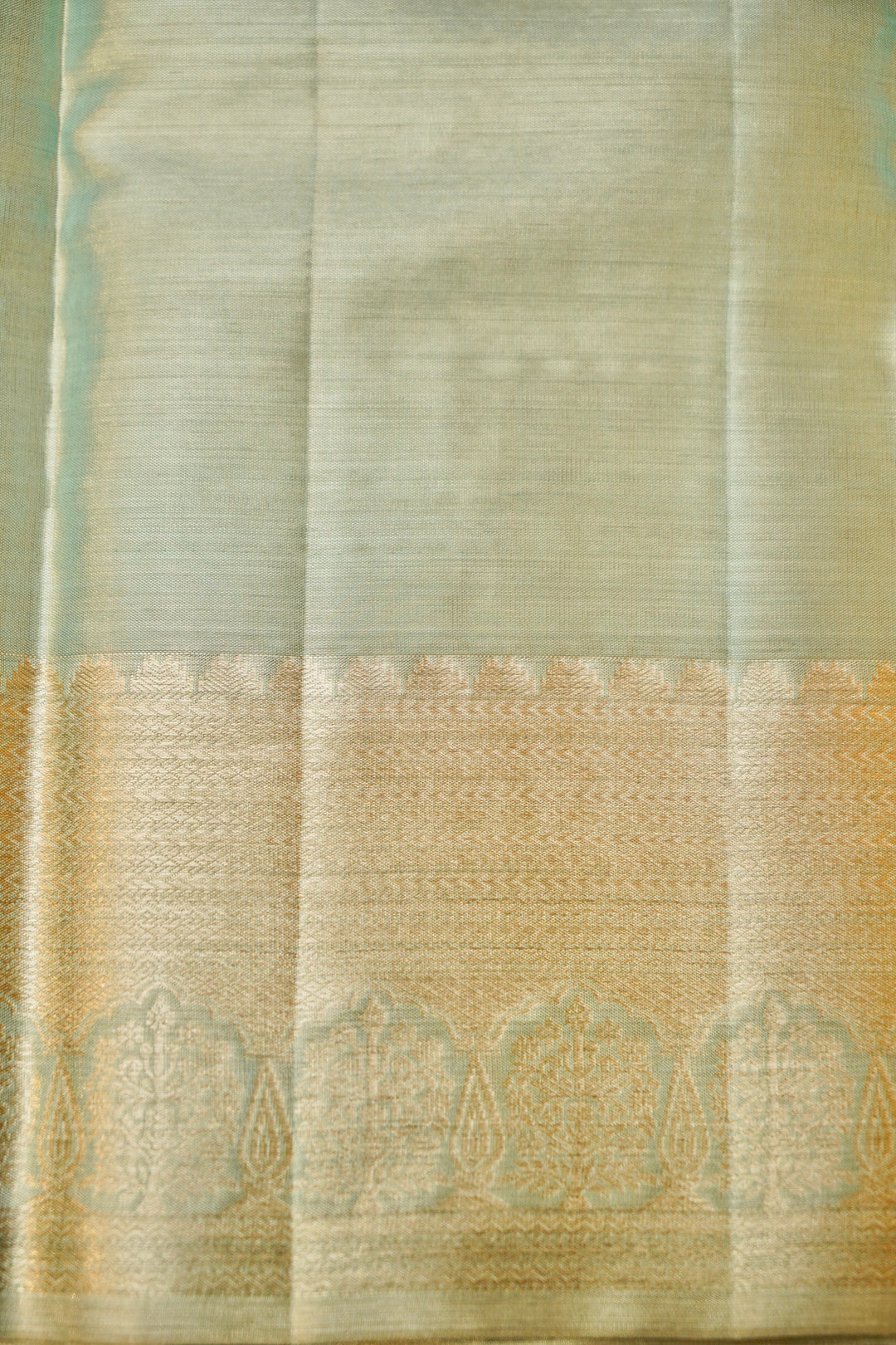 Pure Pistachio Green Kanjivaram Silk Brocade Saree View 7