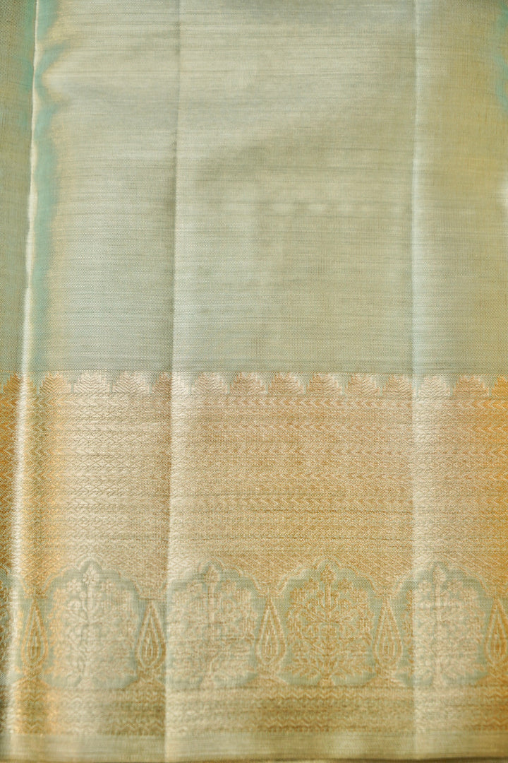 Pure Pistachio Green Kanjivaram Silk Brocade Saree View 7