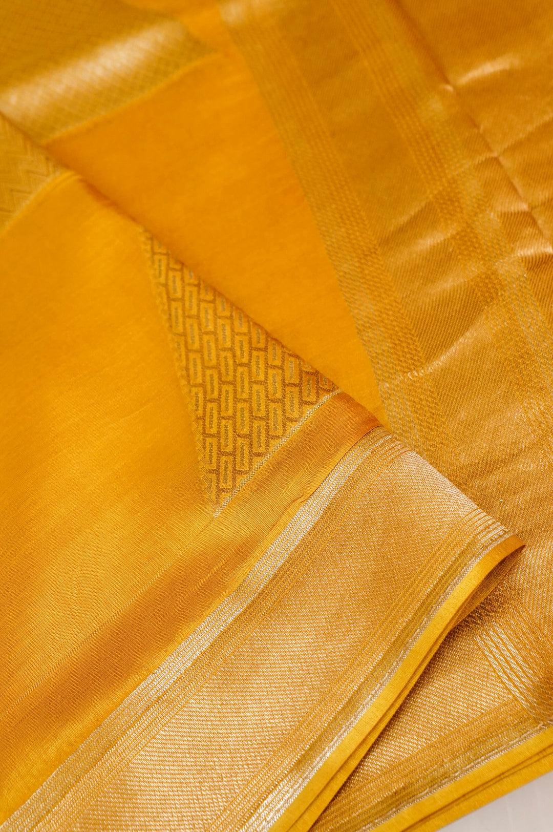 Yellow Contemporary Banarasi Silk Saree with Sona Rupa Zari Weave
