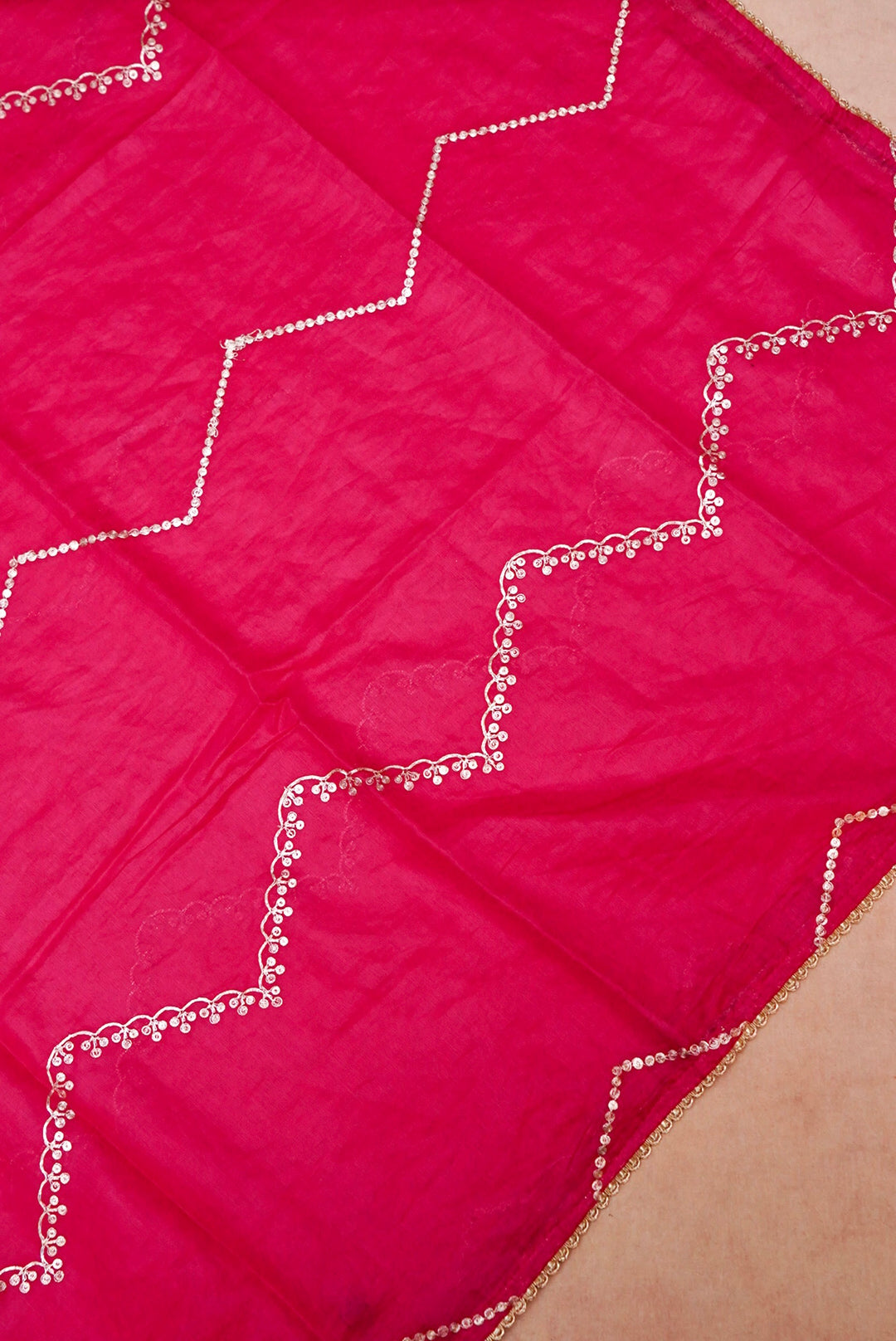 Pink Pure Mul Silk Suit with Zardozi Neckline and Pitta Zari Dupatta