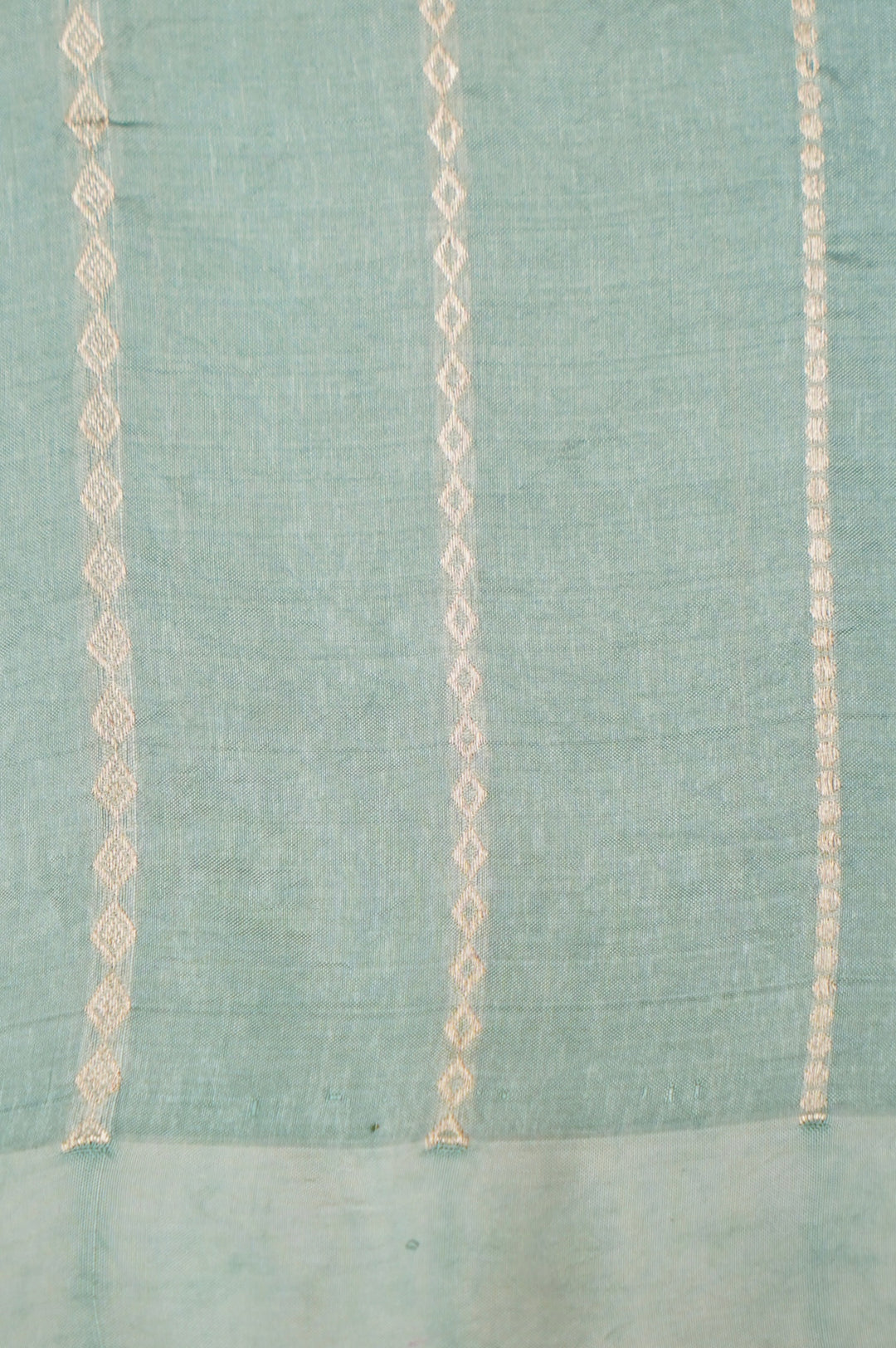 Sage Green Handwoven Banarasi Pure Katan Silk Elephant Motif Saree View 6