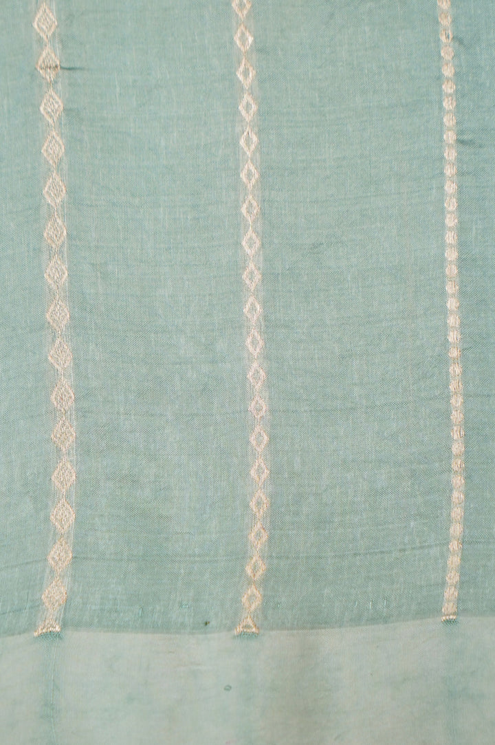 Sage Green Handwoven Banarasi Pure Katan Silk Elephant Motif Saree View 6