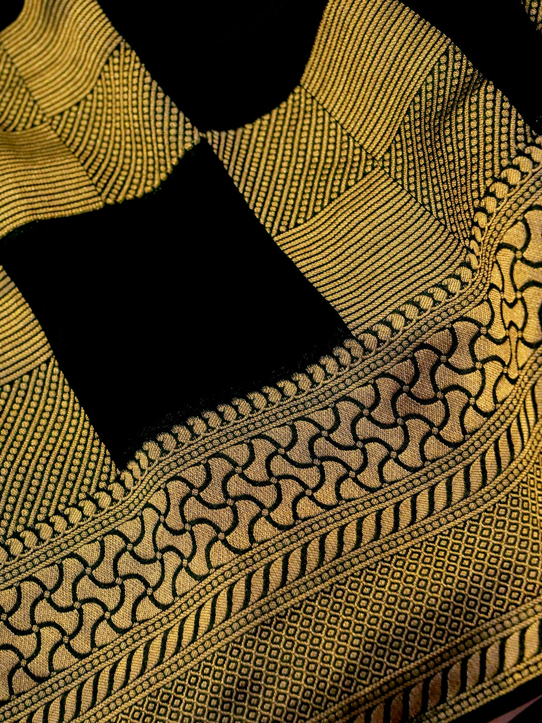 Luxury Bottle Green Banarasi Khaddi Georgette Saree with Exquisite Zari Weave Checks