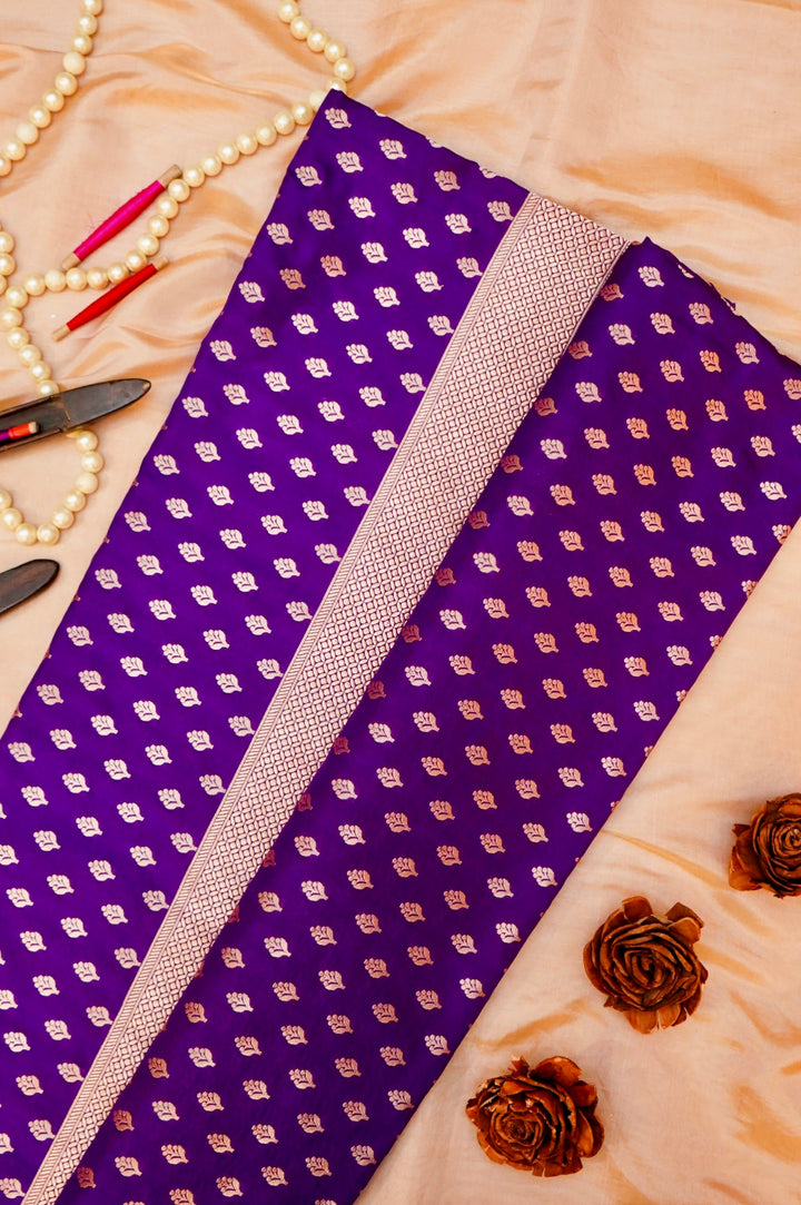 Handwoven Banarasi Purple Pure Katan Silk contemporary Saree