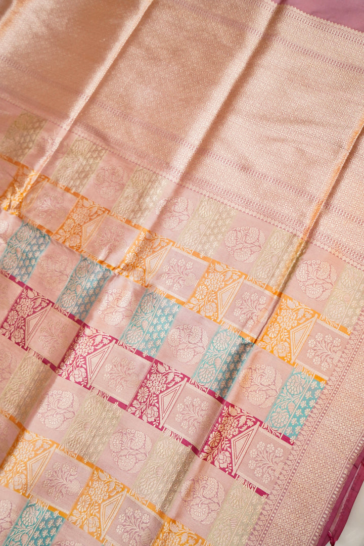 Handwoven Rangkat Banarasi Pure Katan Silk Saree in Onion Pink Hue