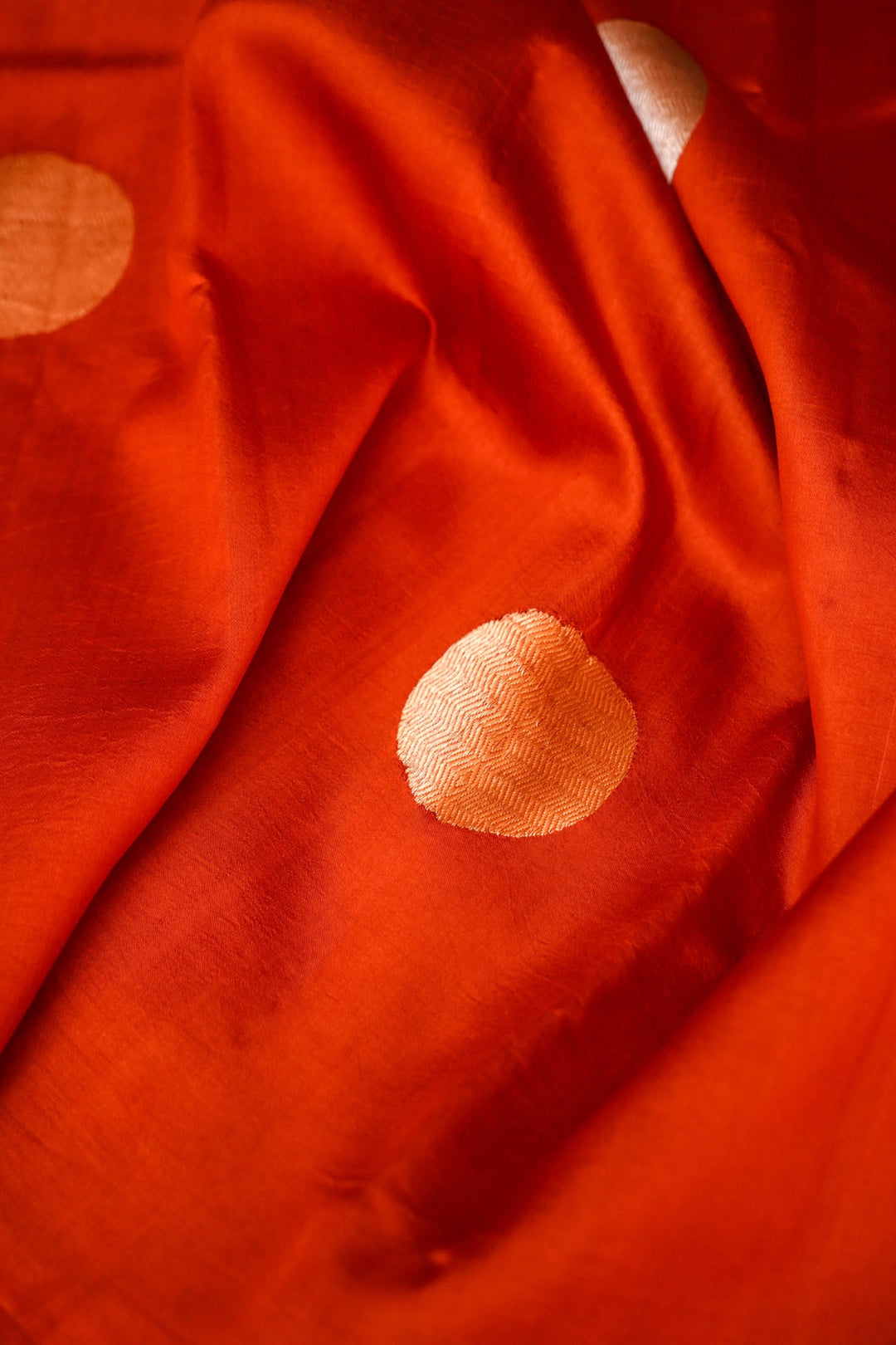 Rust Orange Pure Katan Silk Saree with Gola Boota Designing