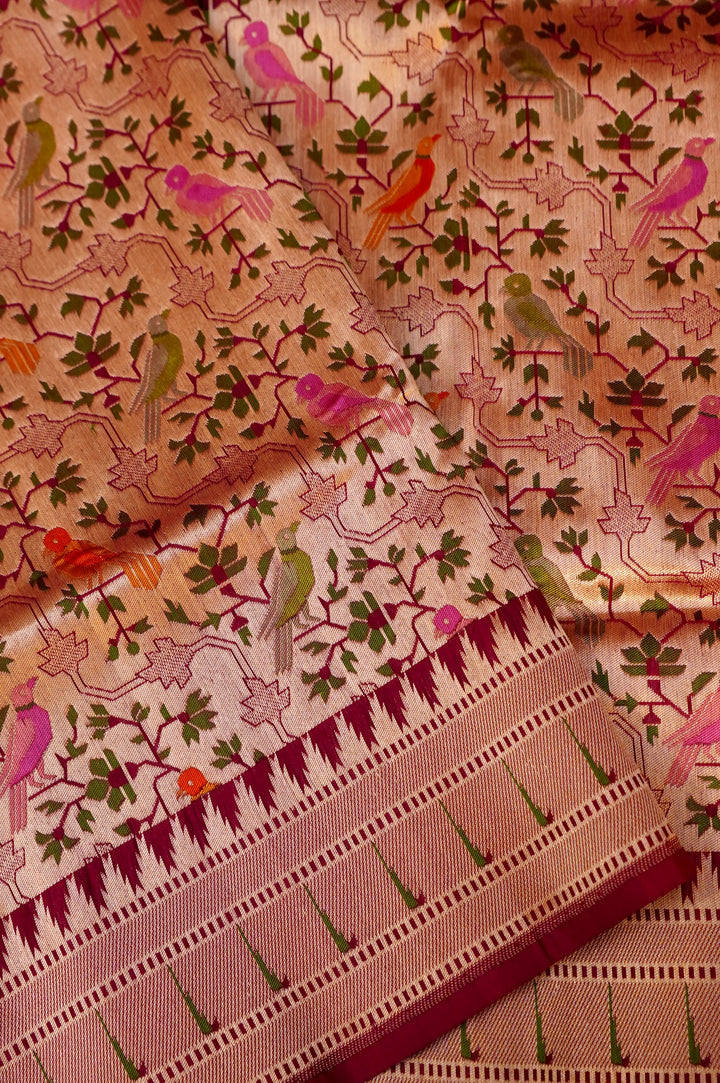 Gulzar Baadal – Handwoven Wine Banarasi Katan Silk Meenakari Saree