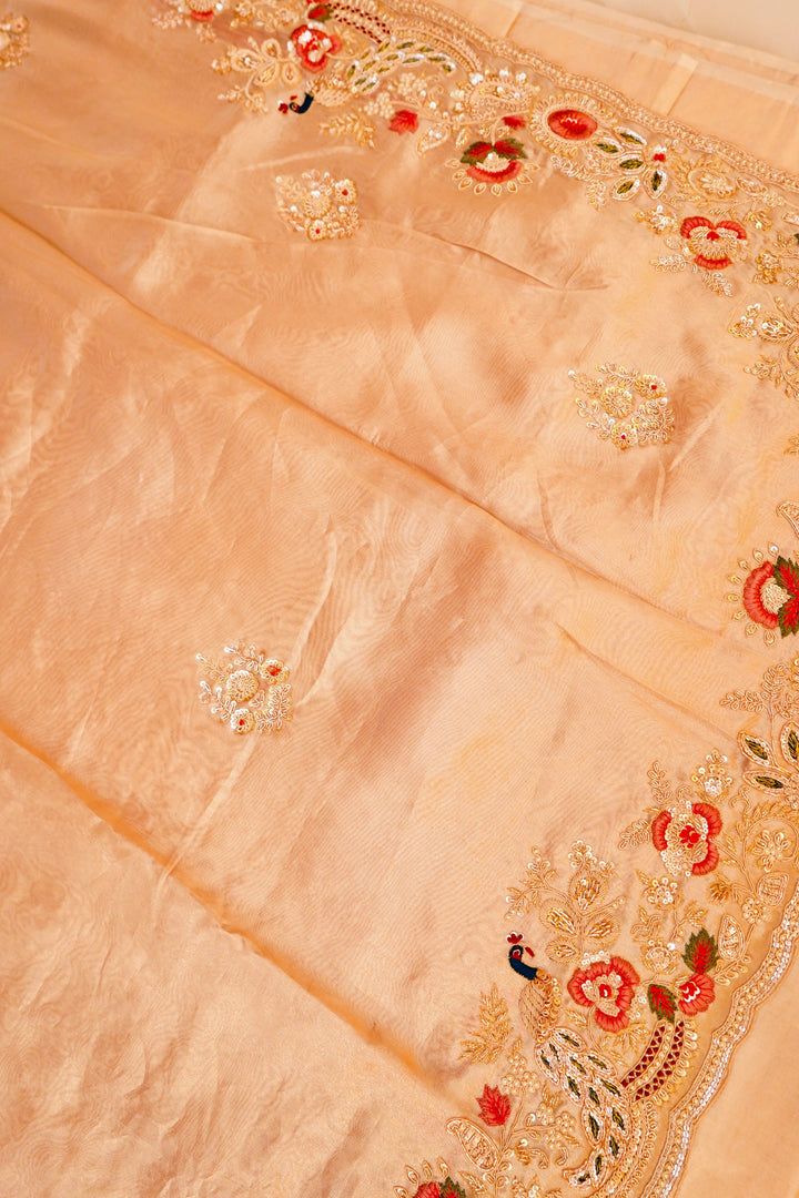 Pure Tissue Silk Zardozi and Hand Embroidery Meenakari Saree by Raas Collection