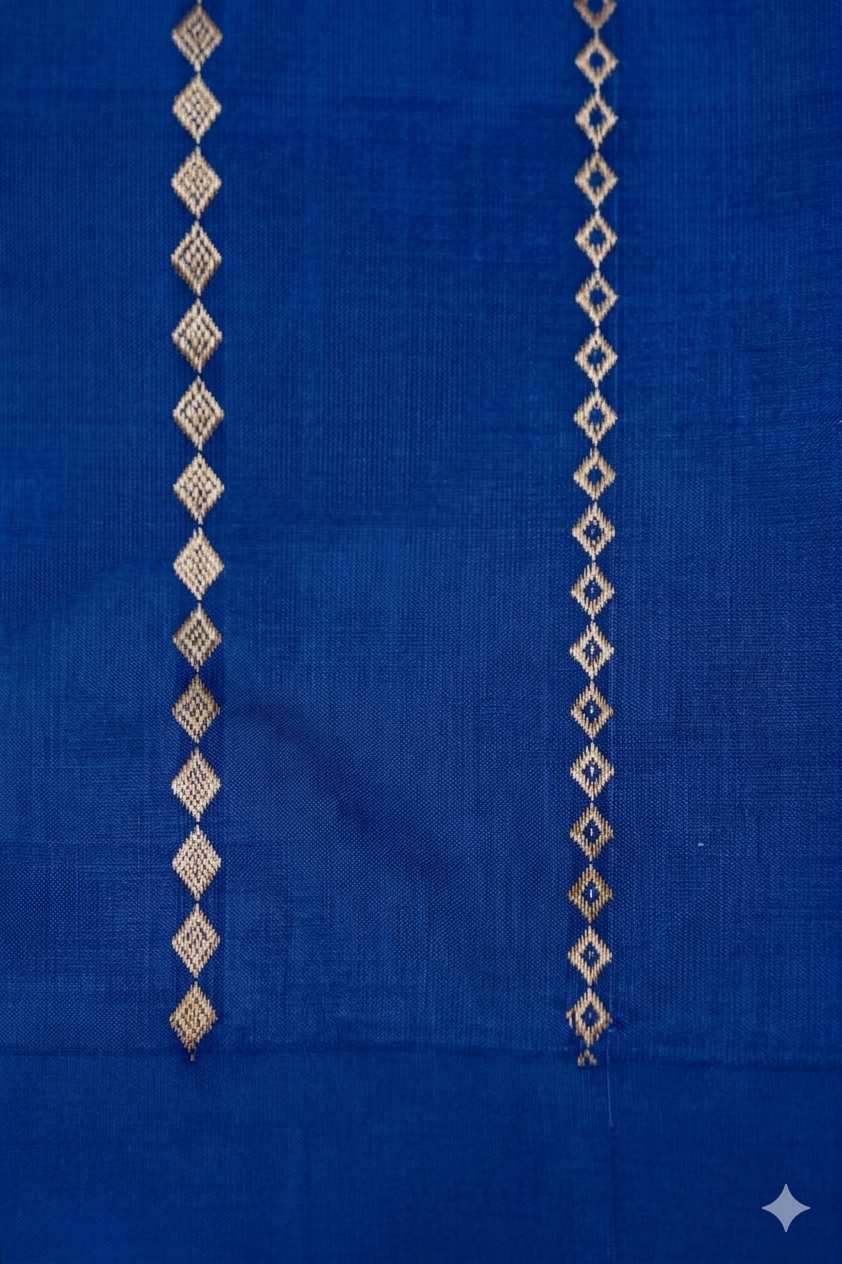 Priya Mani Inpired Royal Blue Handwoven Banarasi Pure Puna Silk Saree with Zari Nandi Motif