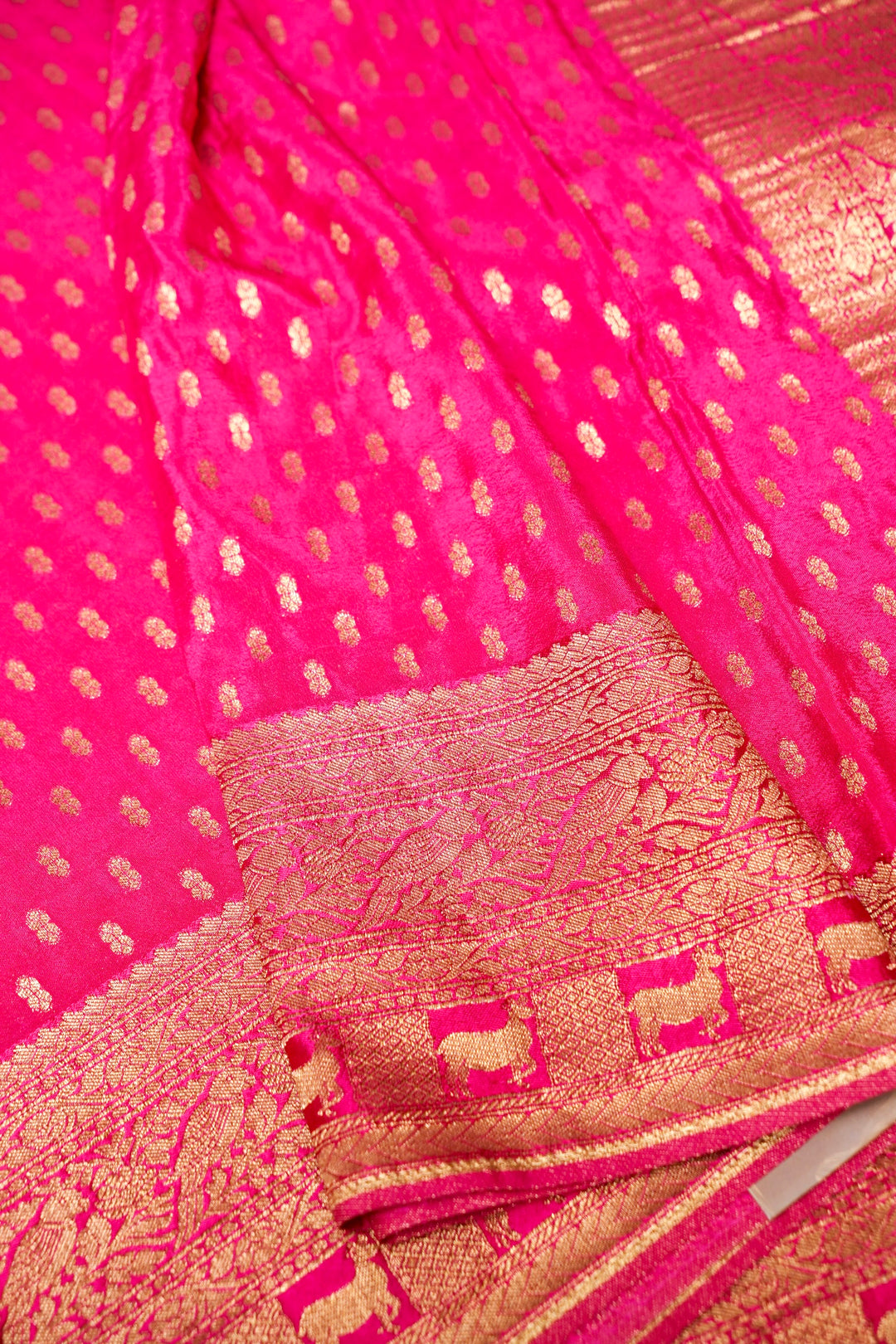 Antique Zari Weave Pink Pure Chinon Georgette Saree with Pichwai Zari Inspired Patterns