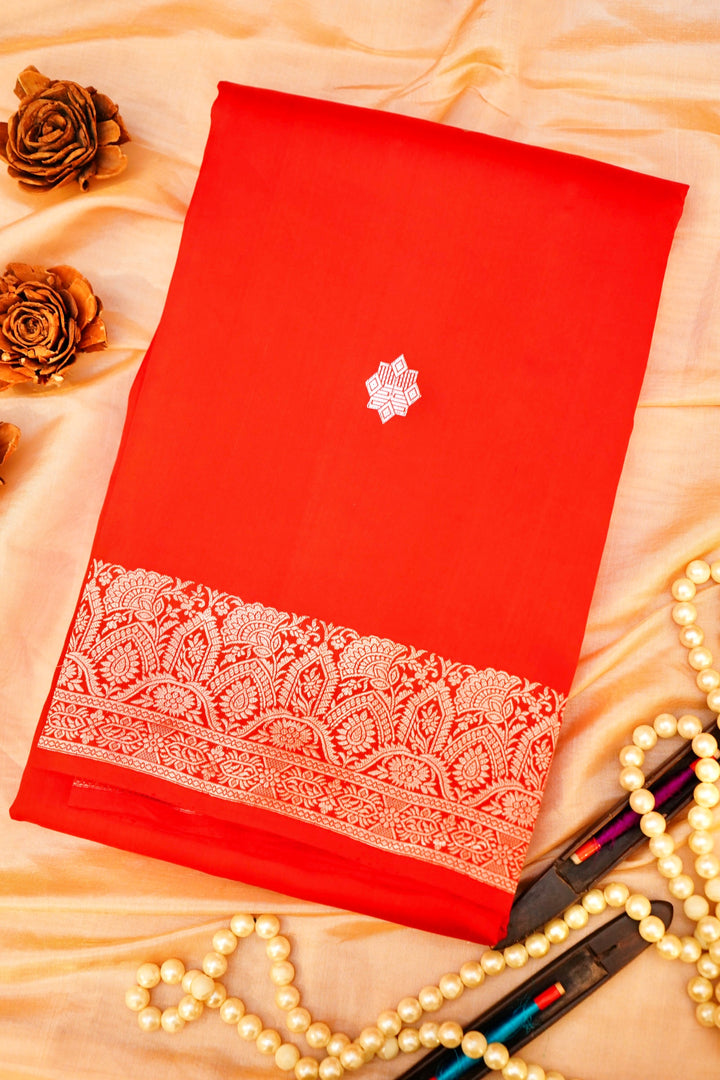 Handwoven Red Banarasi Bridal Katan Silk Saree