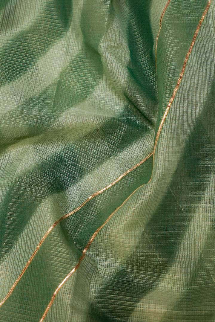 Sage Green Pure Banarasi Chanderi Silk Suit with Zardozi Embroidery and Leheriya Kota Dupatta