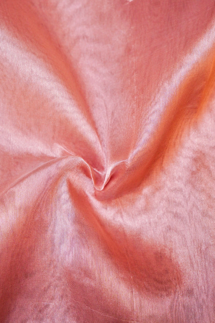 Handwoven Banarasi Pink Tissue Silk Plain Fabric