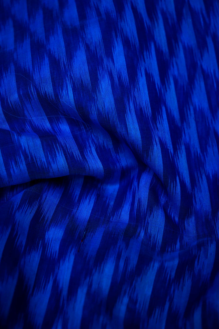 Blue Patola Cotton Silk Saree with Multi-Color Geometric Design