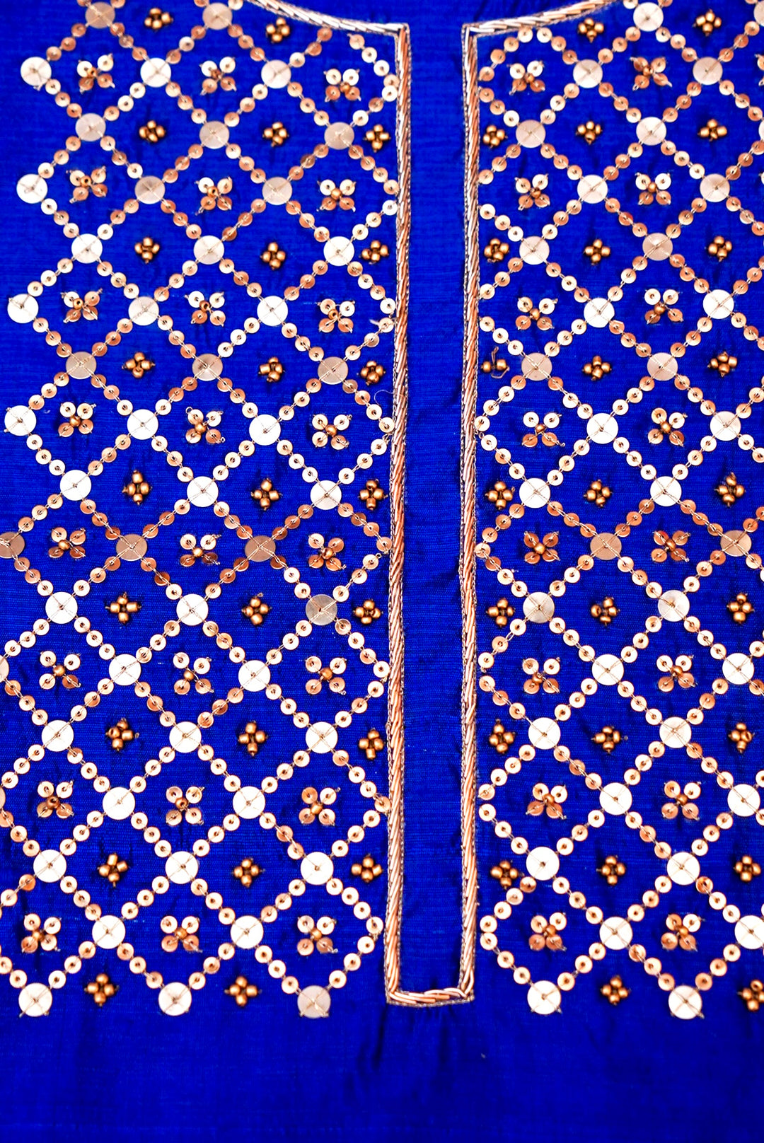 Royal Blue Handloom Raw Silk Suit with Organza Dupatta