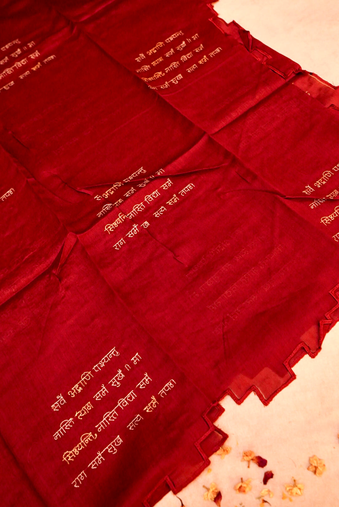 Maroon “Shanti Mantra” Pure Chanderi Silk Suit with Scalloped Dupatta