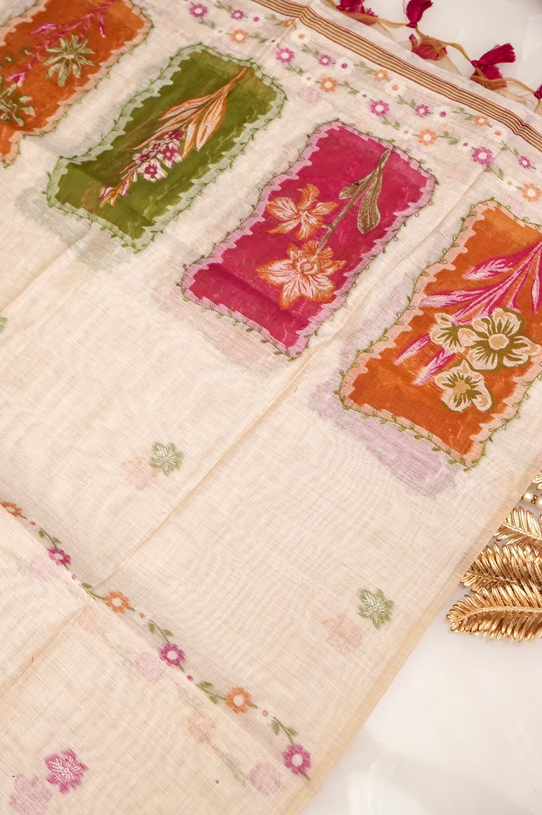 Royal Cream Meenakari Traditional Cotton Silk Suit Set